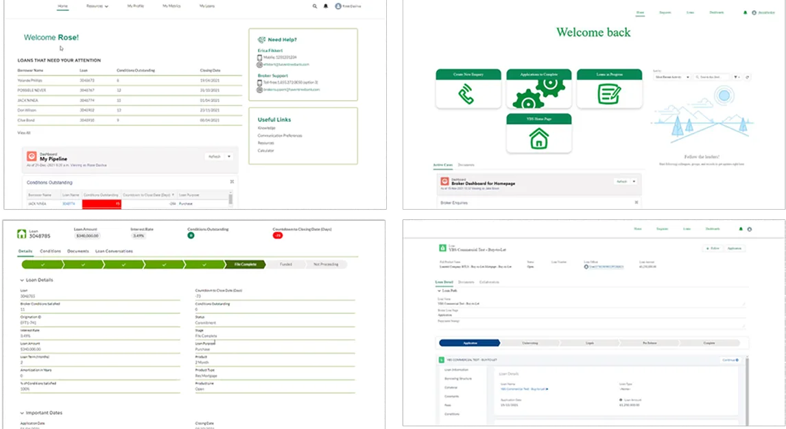 Legacy broker dashboard and loan-detail screens