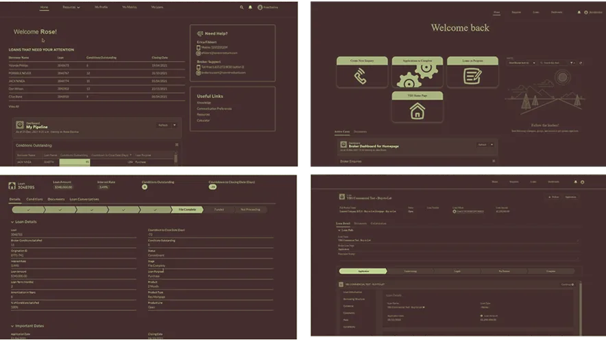 Legacy lender portal screens before the redesign