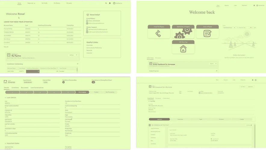 Legacy application and loan-summary screens